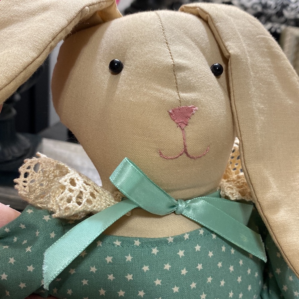 Handmade Vintage Green Star Bunny Doll! - Picture 2 of 6